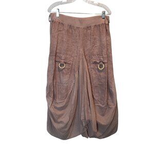 Bohemian Womens MIdi Skirt Size M Peach Cotton Baggy Peachy Pink Rope Detail